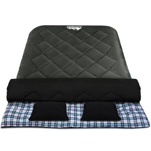 Weisshorn Double Sleeping Bag -10°C, 220cm x 150cm, Waterproof, 2 Pillows Included - SuperSaverAU - view 1