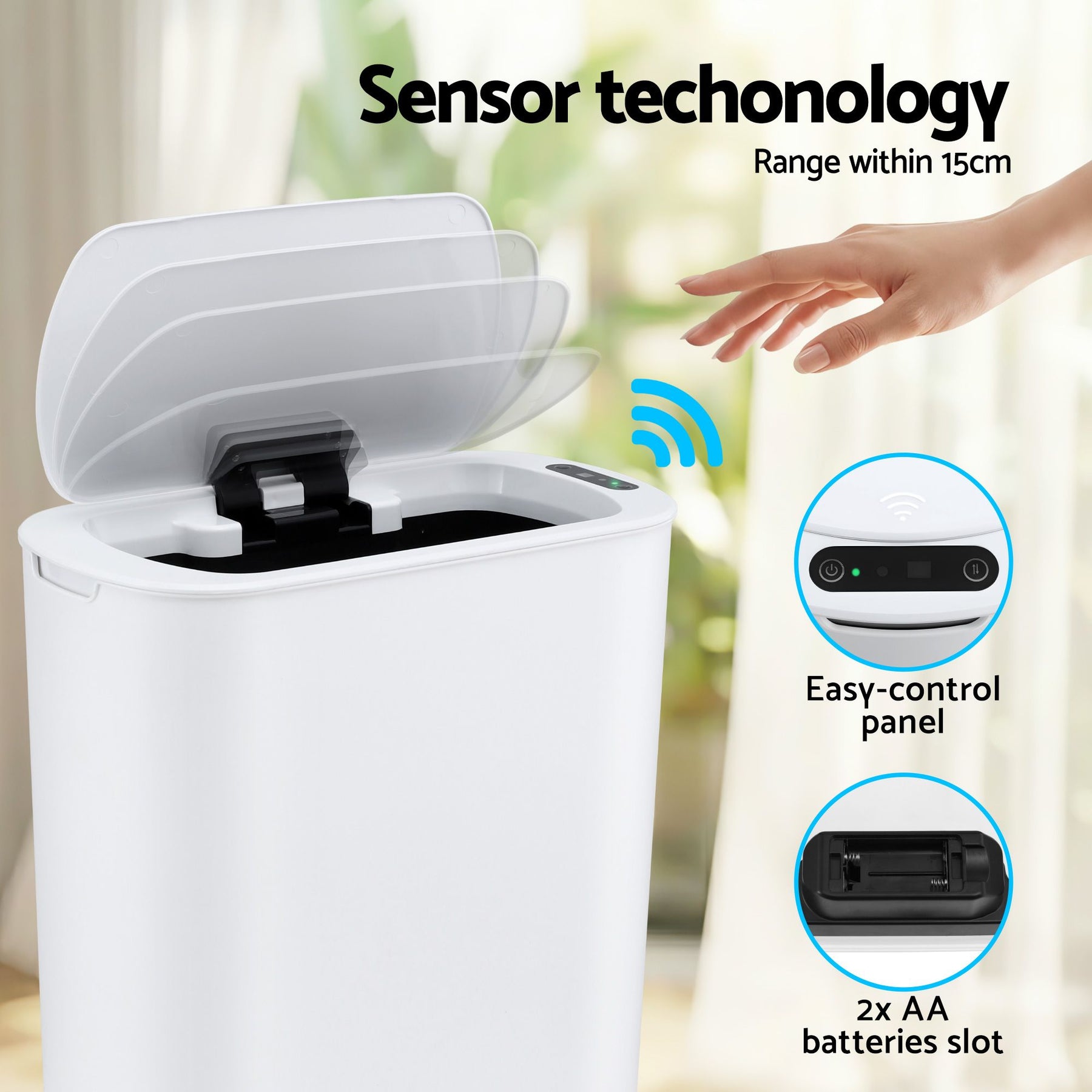 Devanti Automatic Trash Bin – White 21L with Motion Sensor Lid