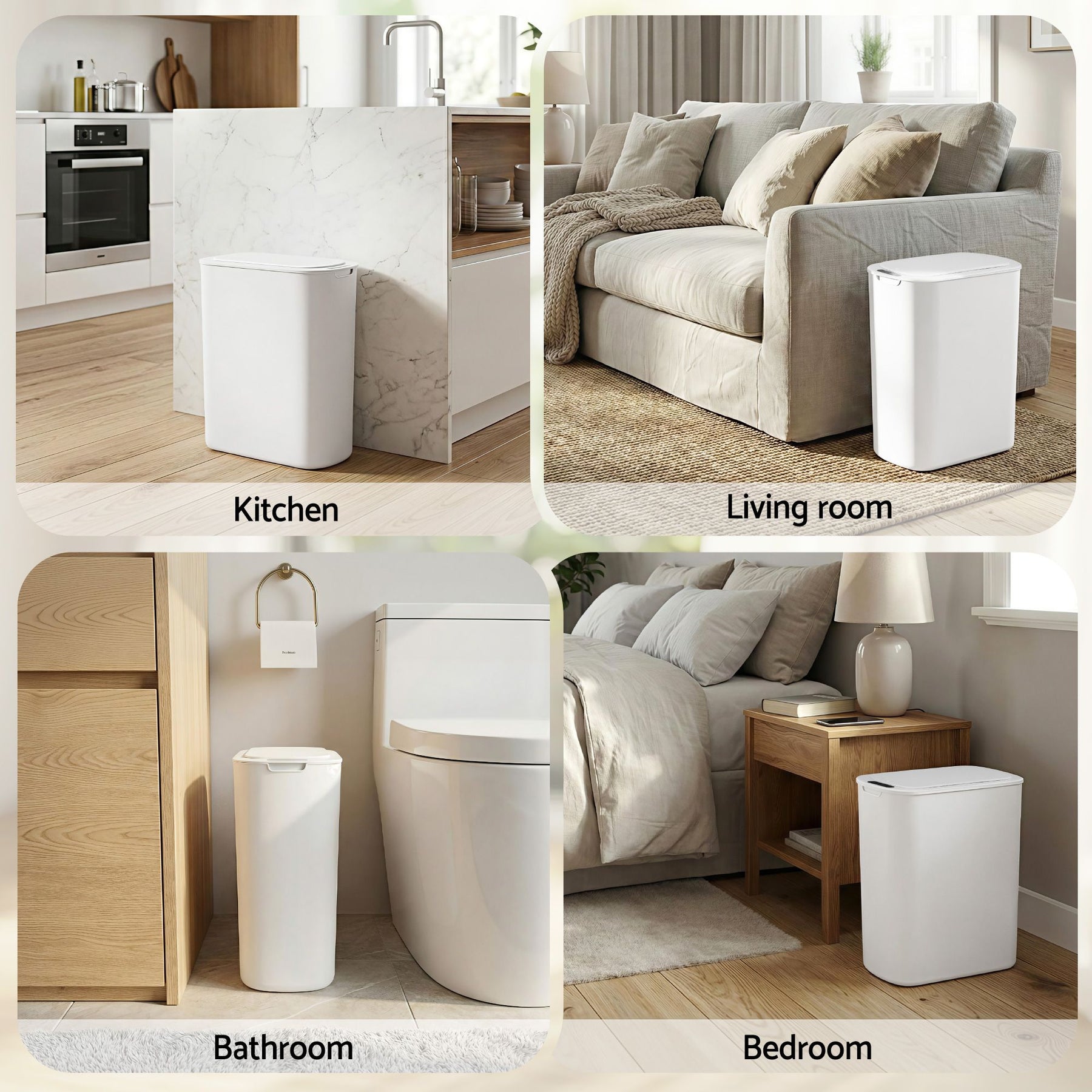 Devanti Automatic Trash Bin – White 21L with Motion Sensor Lid