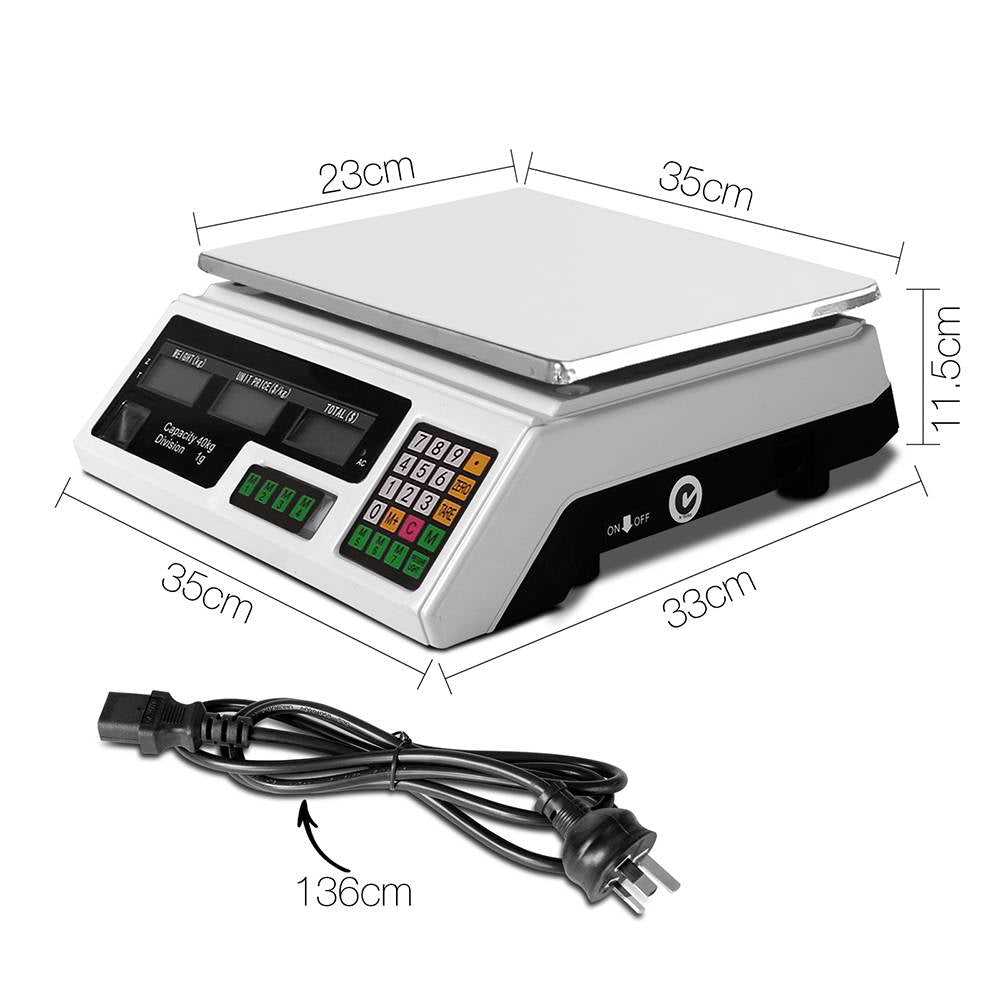 Emajin 40kg Digital Scale with Large LCD, Waterproof Keyboard, Rechargeable Battery - SuperSaverAU - view 2