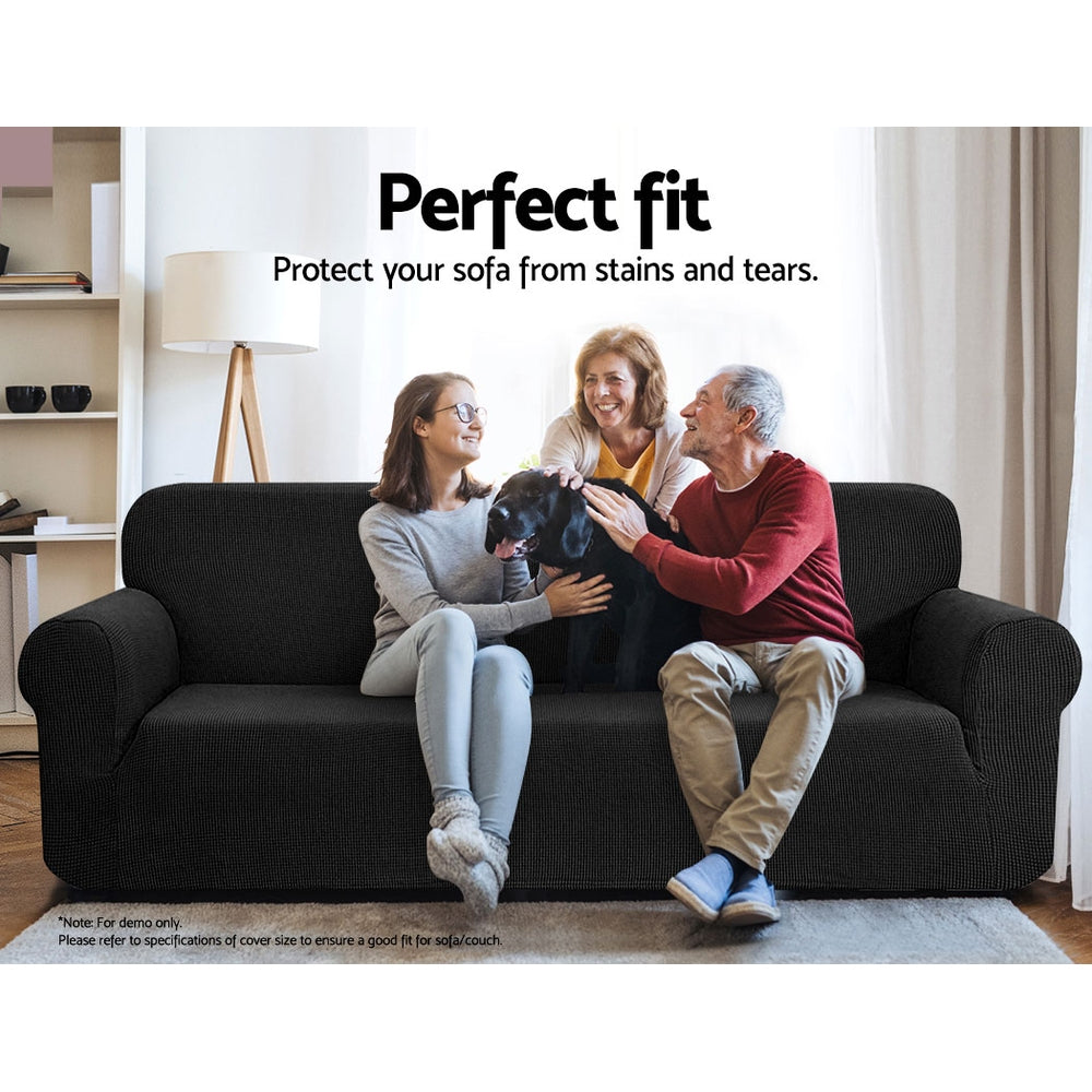 Artiss Sofa Cover Couch Covers 3 Seater High Stretch Black - SuperSaverAU - view 3