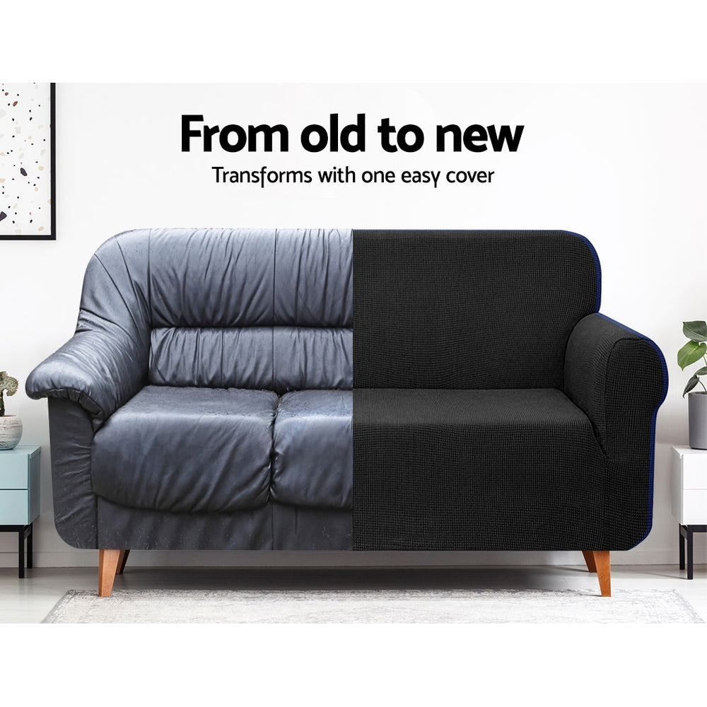 Artiss Sofa Cover Couch Covers 3 Seater High Stretch Black - SuperSaverAU - view 5