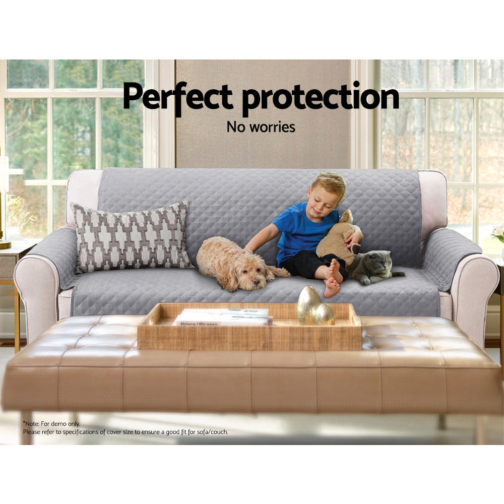 Artiss Sofa Cover Couch Covers 3 Seater Quilted Grey - SuperSaverAU - view 5