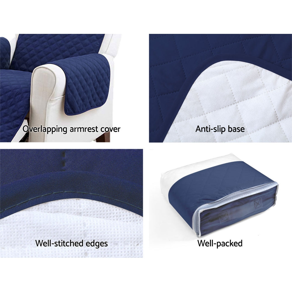Artiss Sofa Cover Couch Covers 3 Seater Quilted Navy - SuperSaverAU - view 6