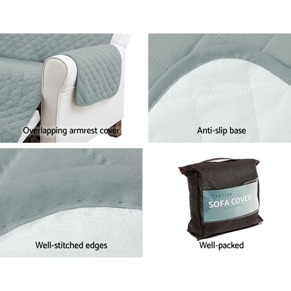 Artiss 3 Seater Sofa Cover 100% Water Resistant Grey with Diamond-Quilted Design - SuperSaverAU - view 6