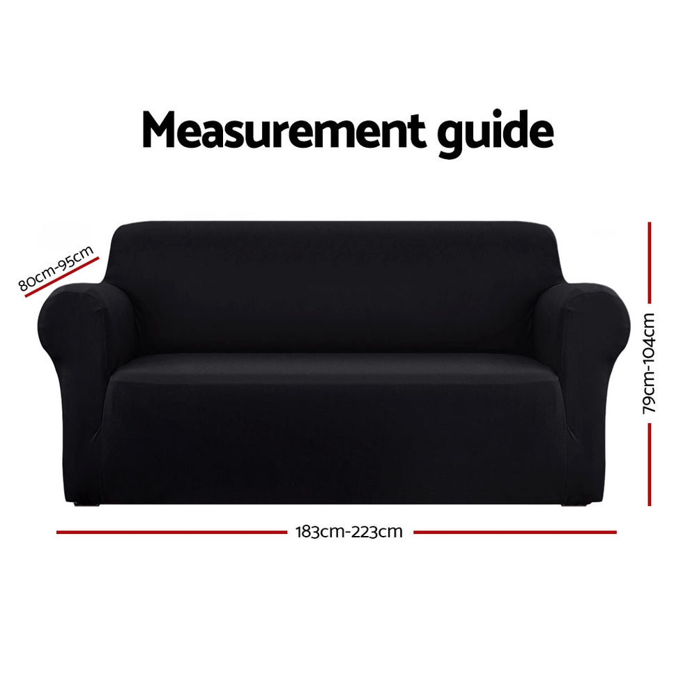 Artiss Sofa Cover Couch Covers 3 Seater Stretch Black - SuperSaverAU - view 2