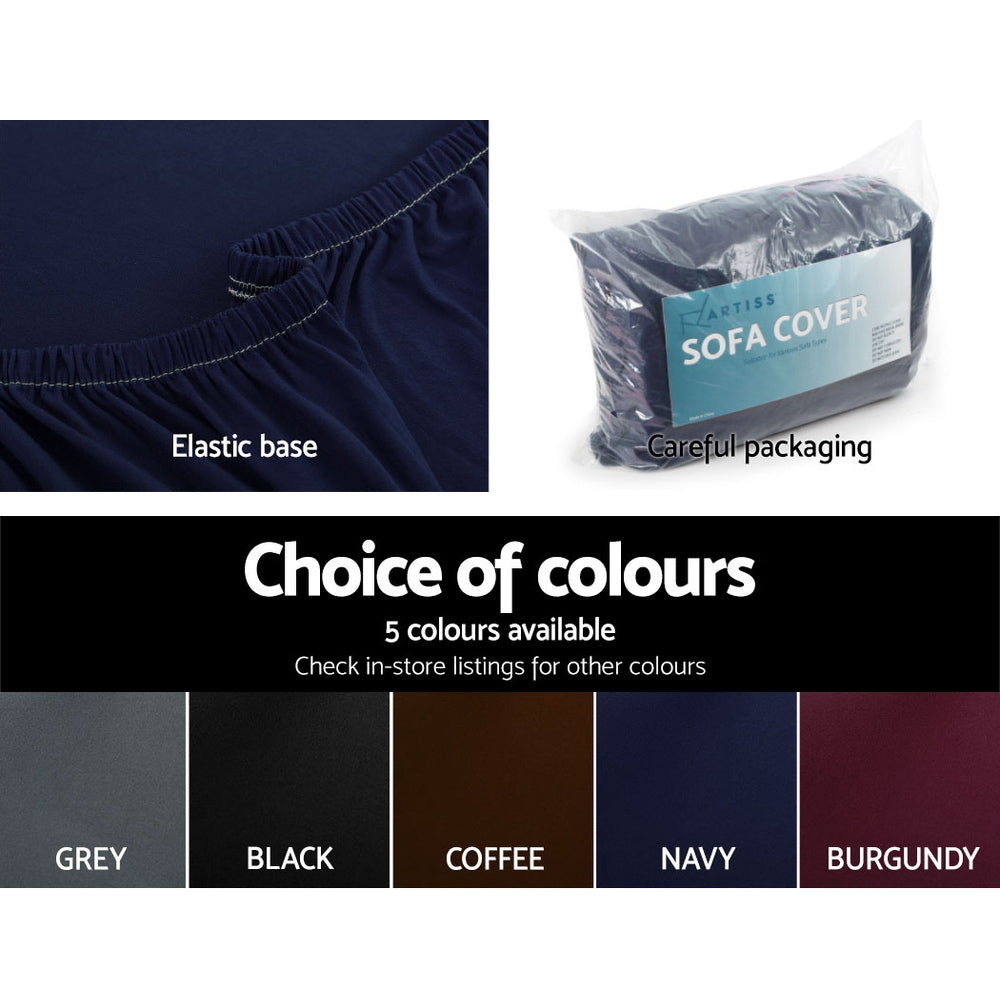 Artiss Sofa Cover Couch Covers 3 Seater Stretch Navy - SuperSaverAU - view 5
