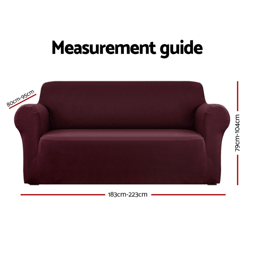 Artiss 3 Seater Stretch Sofa Cover Burgundy - SuperSaverAU - view 2