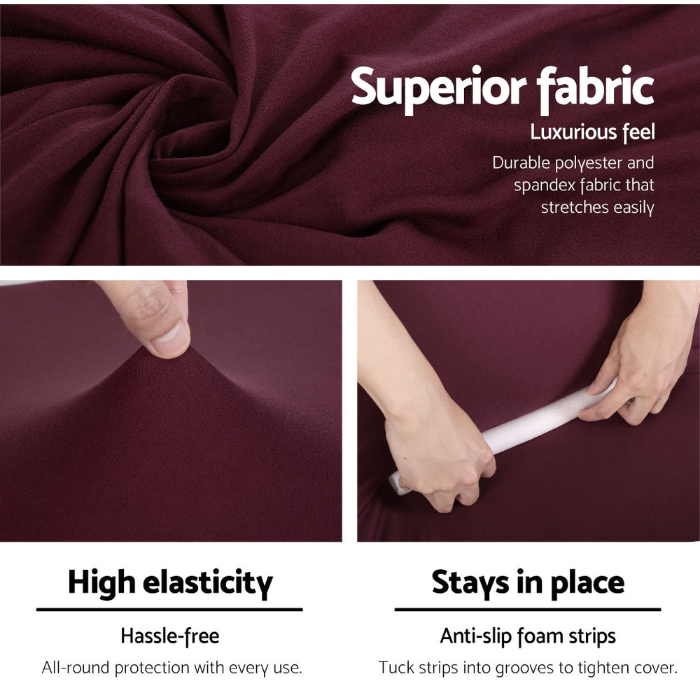 Artiss 3 Seater Stretch Sofa Cover Burgundy - SuperSaverAU - view 4