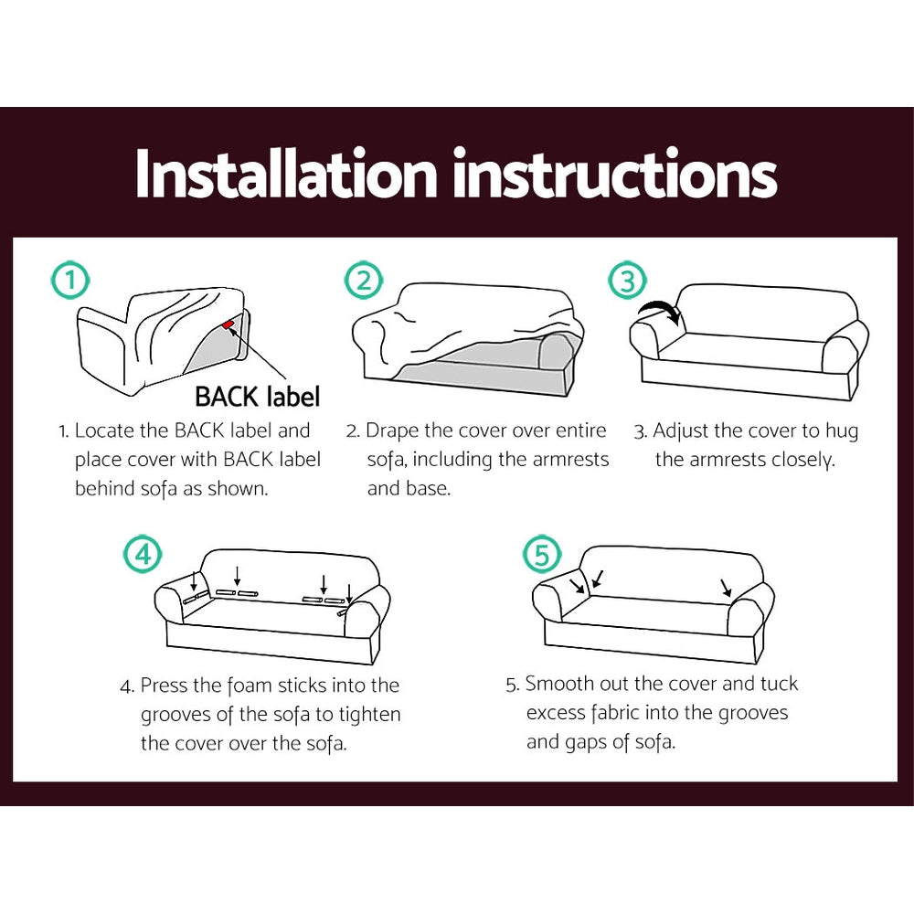 Artiss 3 Seater Stretch Sofa Cover Burgundy - SuperSaverAU - view 6