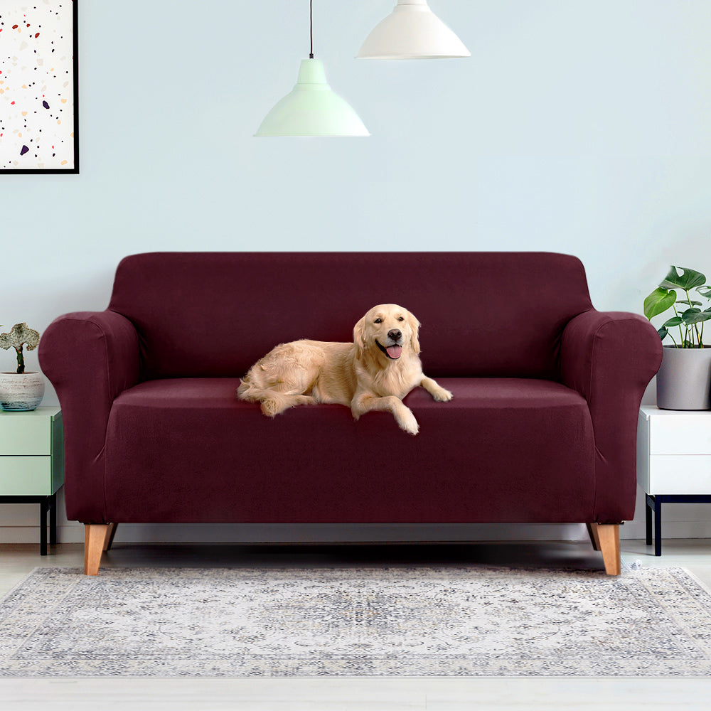 Artiss 3 Seater Stretch Sofa Cover Burgundy - SuperSaverAU - view 7