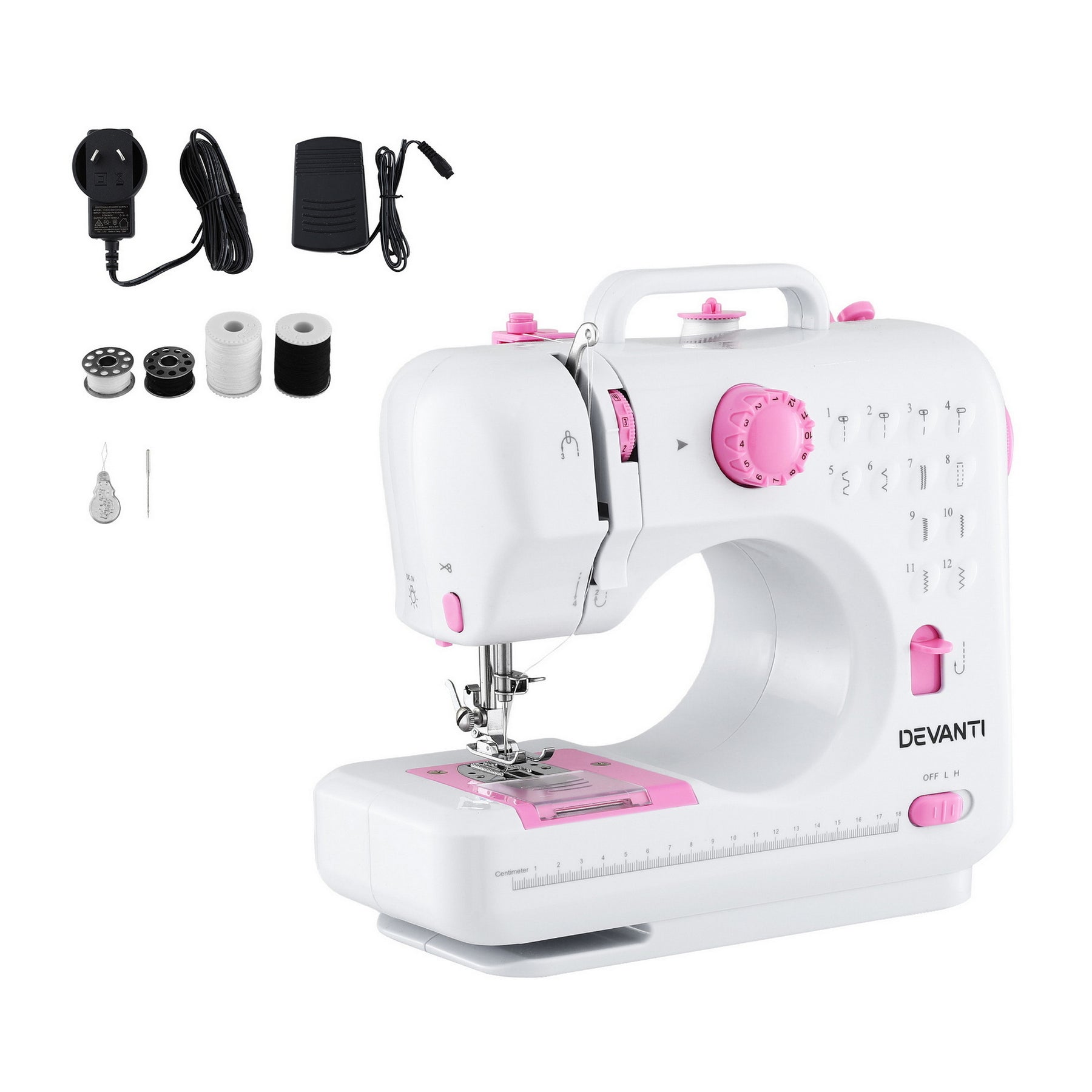 Devanti 12 Stitches Mini Sewing Machine for Beginners Portable Sewing Machine Kit with LED Lights - SuperSaverAU - view 1