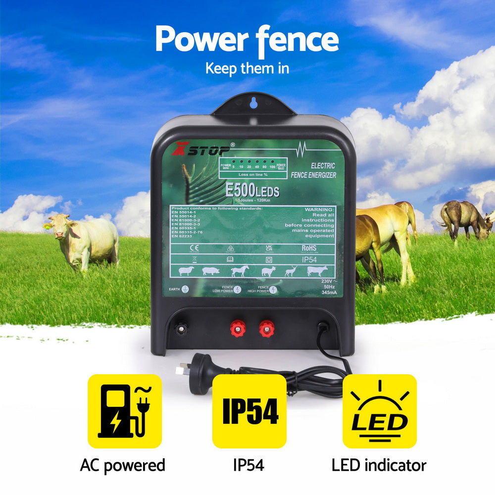 XSTOP Electric Fence Energiser 5J 220-240V 120km IP54 Weather Resistant - SuperSaverAU - view 4