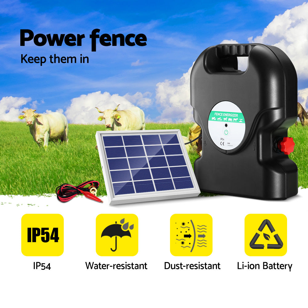 Giantz 20KM Solar Electric Fence Energiser 1.2J Waterproof with Warning Signs - SuperSaverAU - view 4