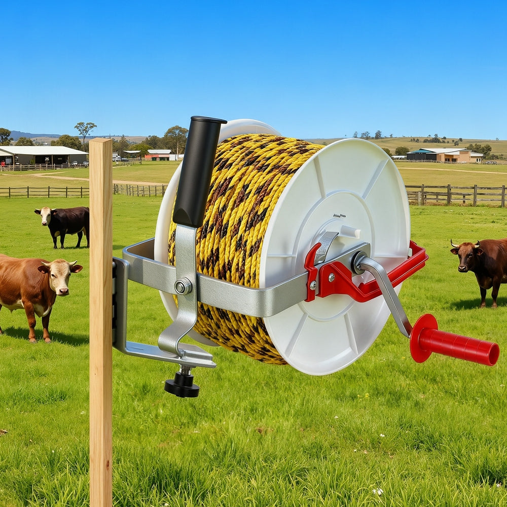 Giantz Electric Fence Reel 500m Polywire 3:1 Geared Portable Fencing White - SuperSaverAU - view 7