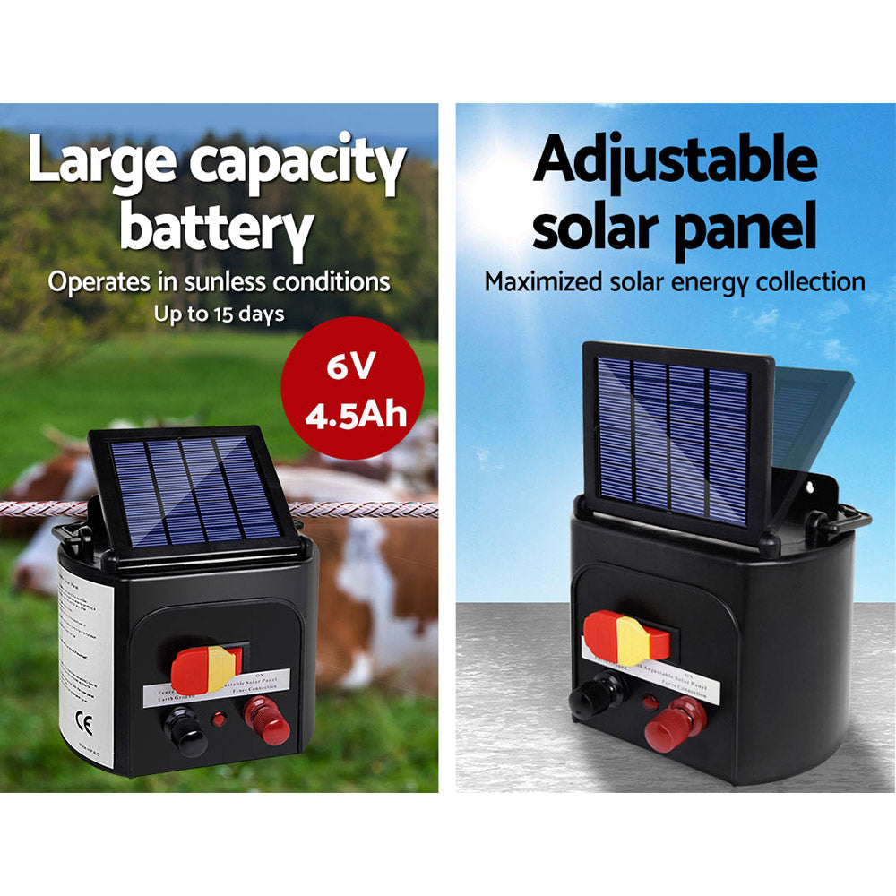 Giantz 3km Solar Electric Fence Energiser 0.1J with Monocrystalline Panel - SuperSaverAU - view 4