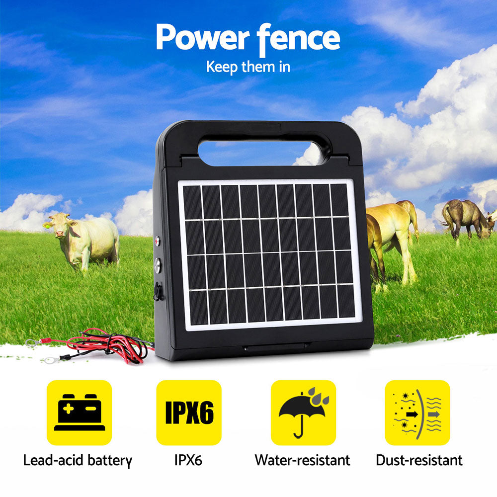 Giantz Solar Electric Fence Energiser with 10km Range - 0.3J