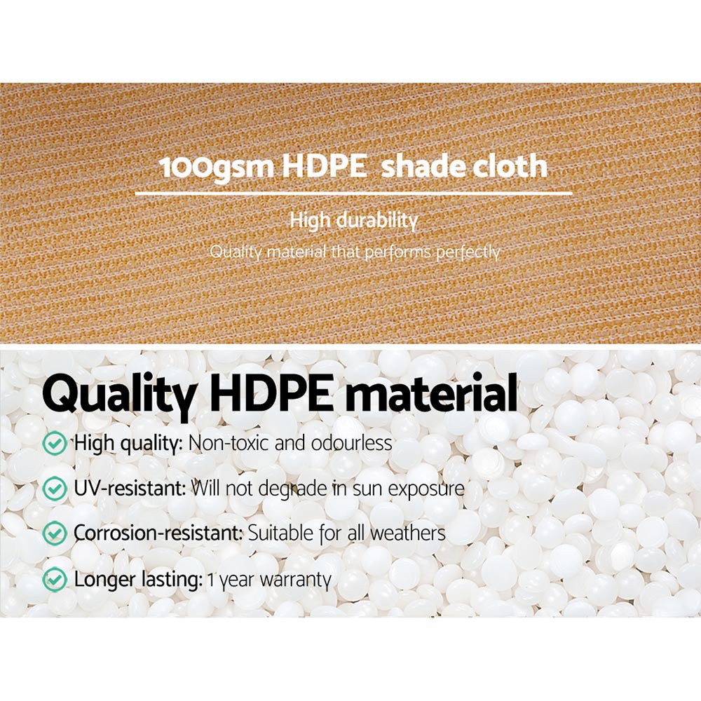 Instahut 10m Shade Cloth Roll 1.83m UV-Stabilized 50% Shade Coverage Beige - SuperSaverAU - view 3