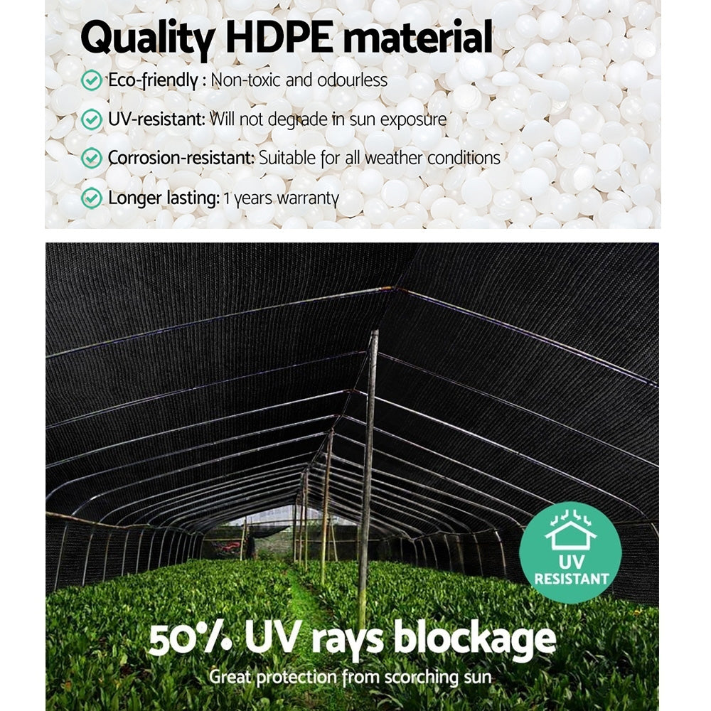 Instahut 50% Shade Cloth 1.83m x 20m UV-Stabilized Heavy Duty Garden Mesh Roll BK - SuperSaverAU - view 7
