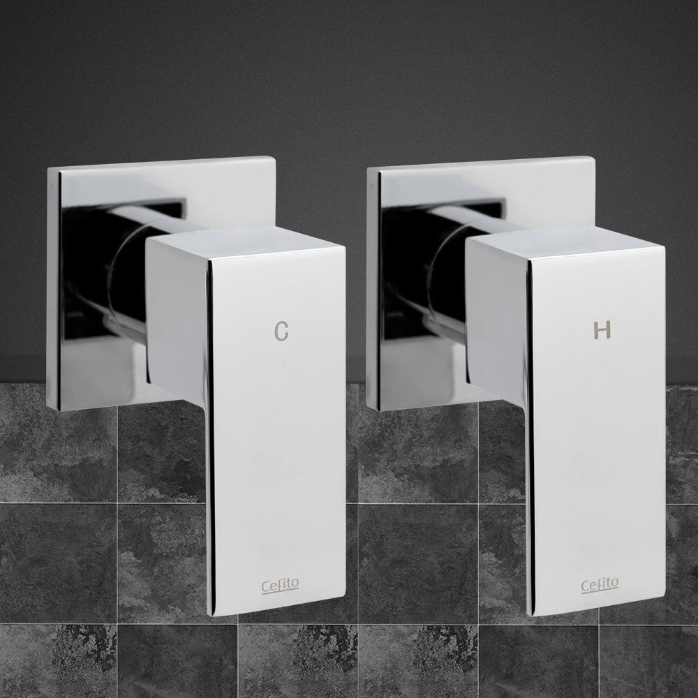 Cefito Shower Taps Set Brass Hot Cold Wall Assembly WaterMark Certified Chrome Finish - SuperSaverAU - view 7