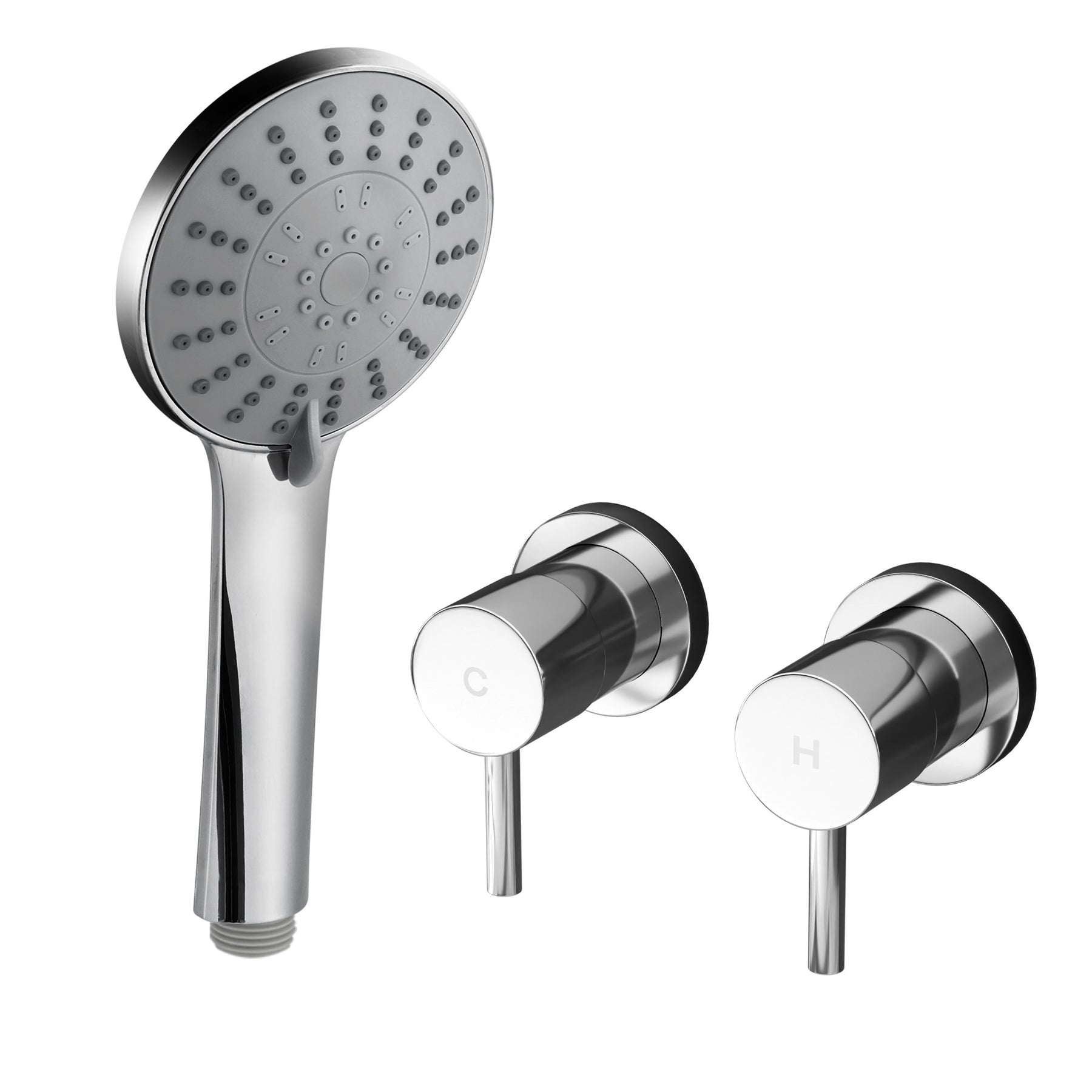 Cefito 4.5" Handheld Shower Head Round with Wall Twin Swivel Bathroom Tap Silver - SuperSaverAU - view 3