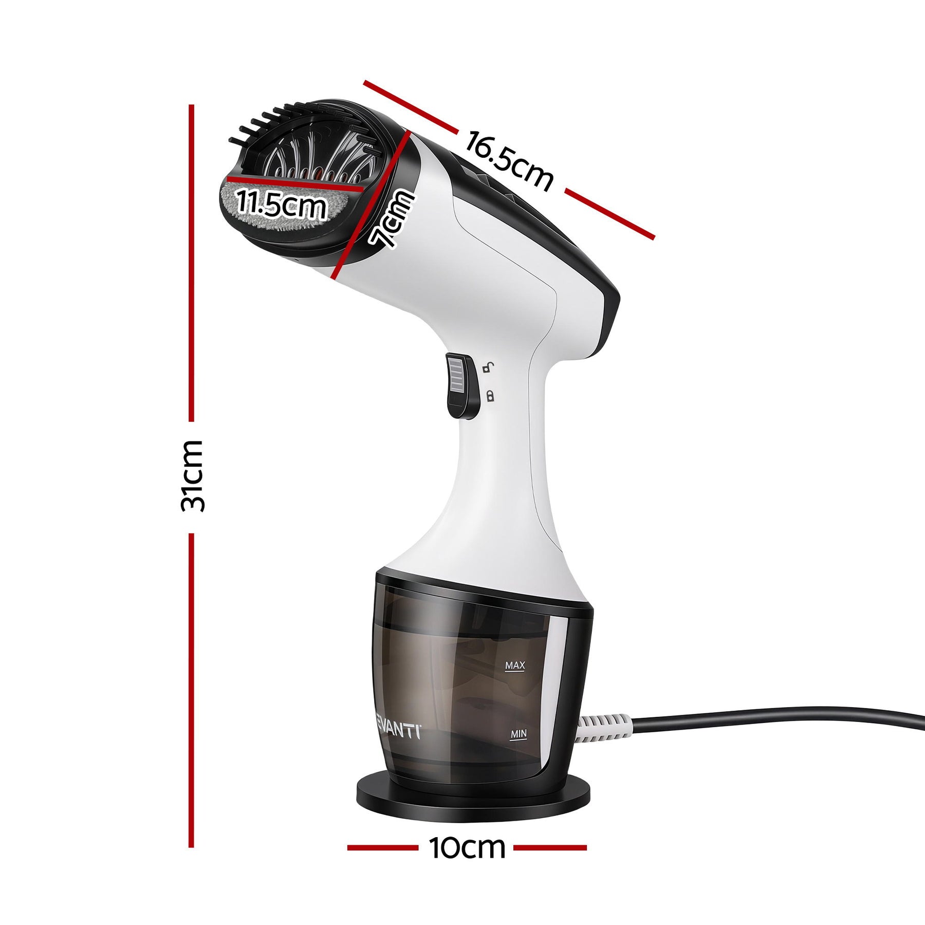 Devanti Clothes Steamer, 1500W Powerful Fast 30s Heat-Up Continuous Steam Lock 160ml Tank Fabric Brush Portable Handheld Steam Iron for Home Travel Business Trip - SuperSaverAU - view 2