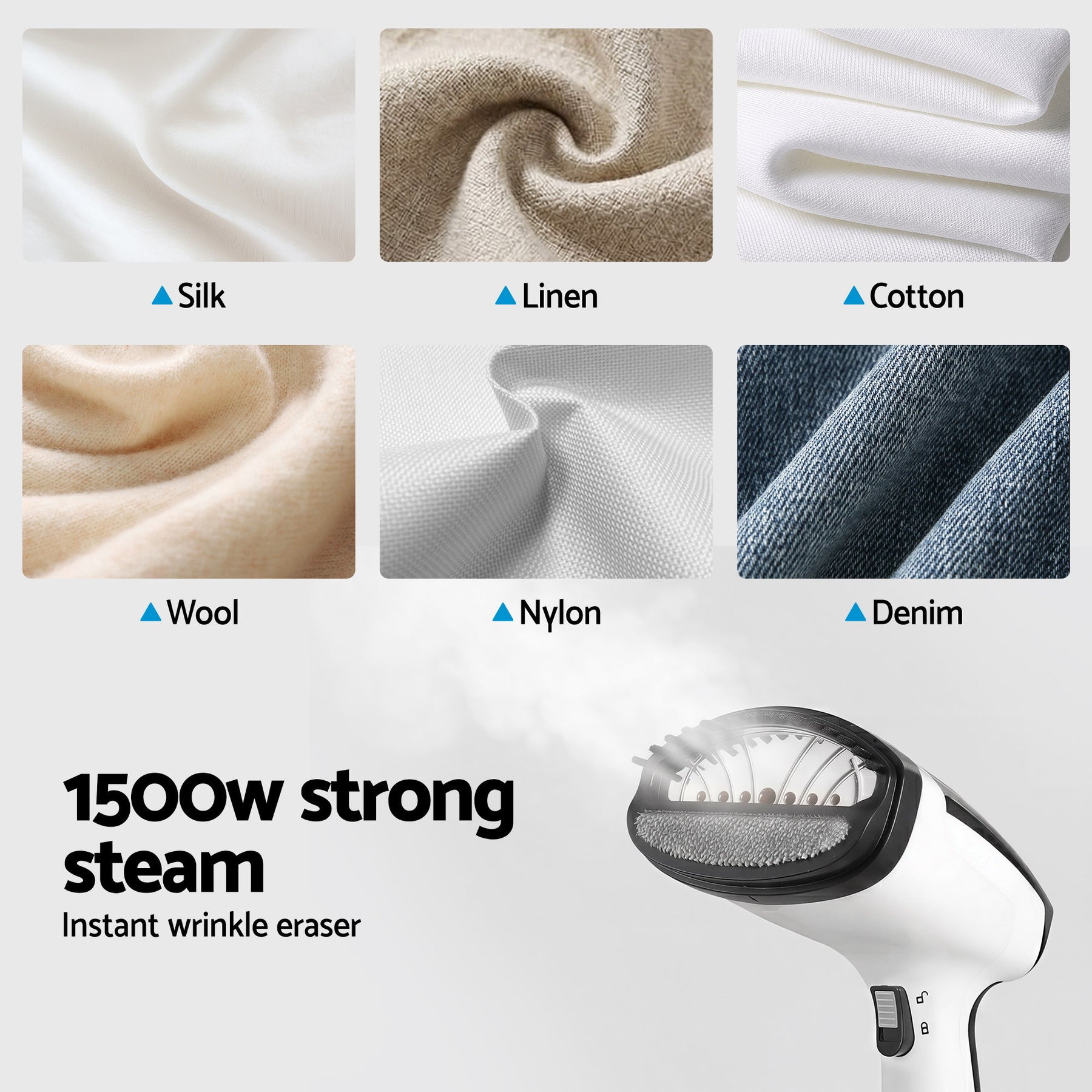Devanti Clothes Steamer, 1500W Powerful Fast 30s Heat-Up Continuous Steam Lock 160ml Tank Fabric Brush Portable Handheld Steam Iron for Home Travel Business Trip - SuperSaverAU - view 4