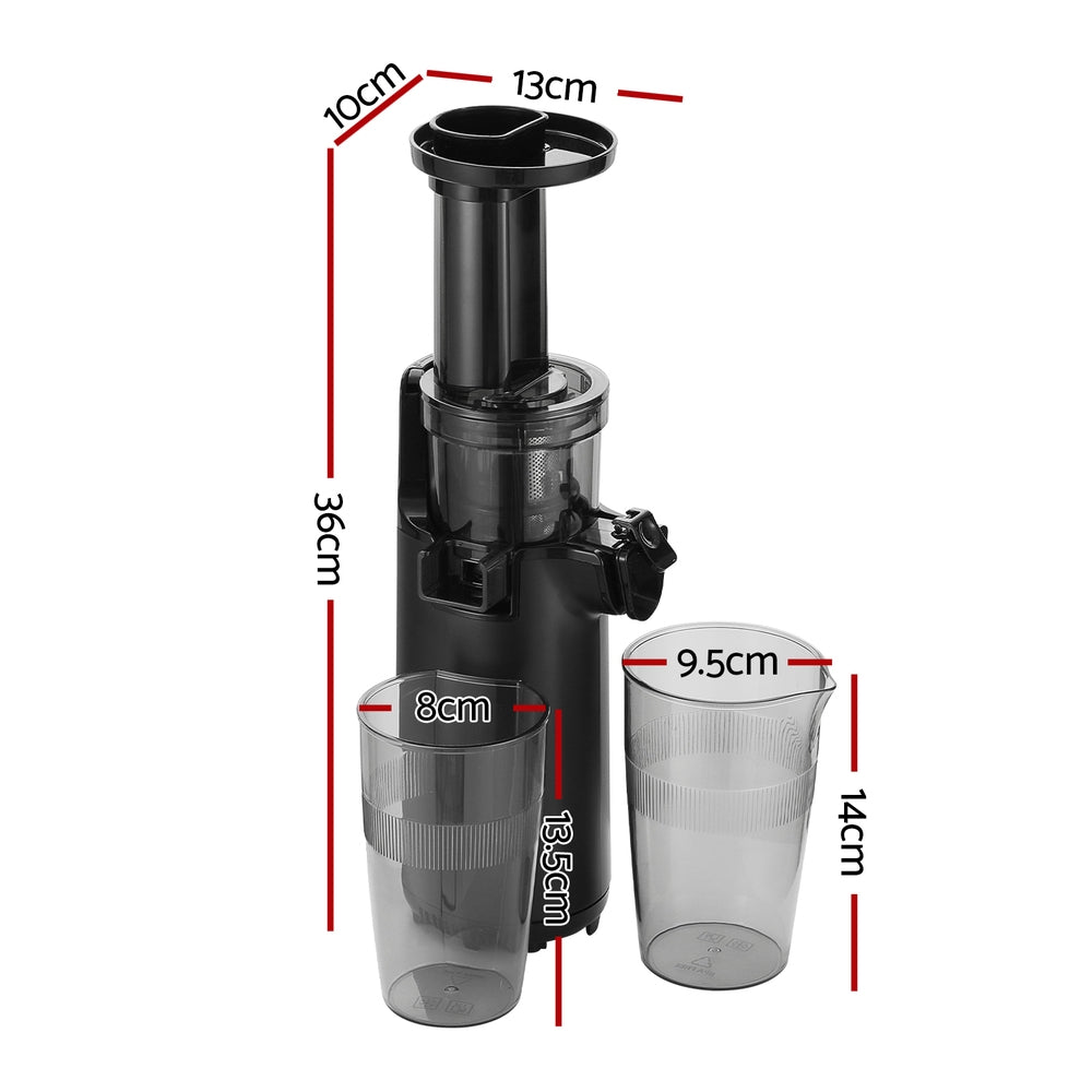 Devanti Slow Juicer Cold Press Fruit Juice Extractor 130W Black - SuperSaverAU - view 2
