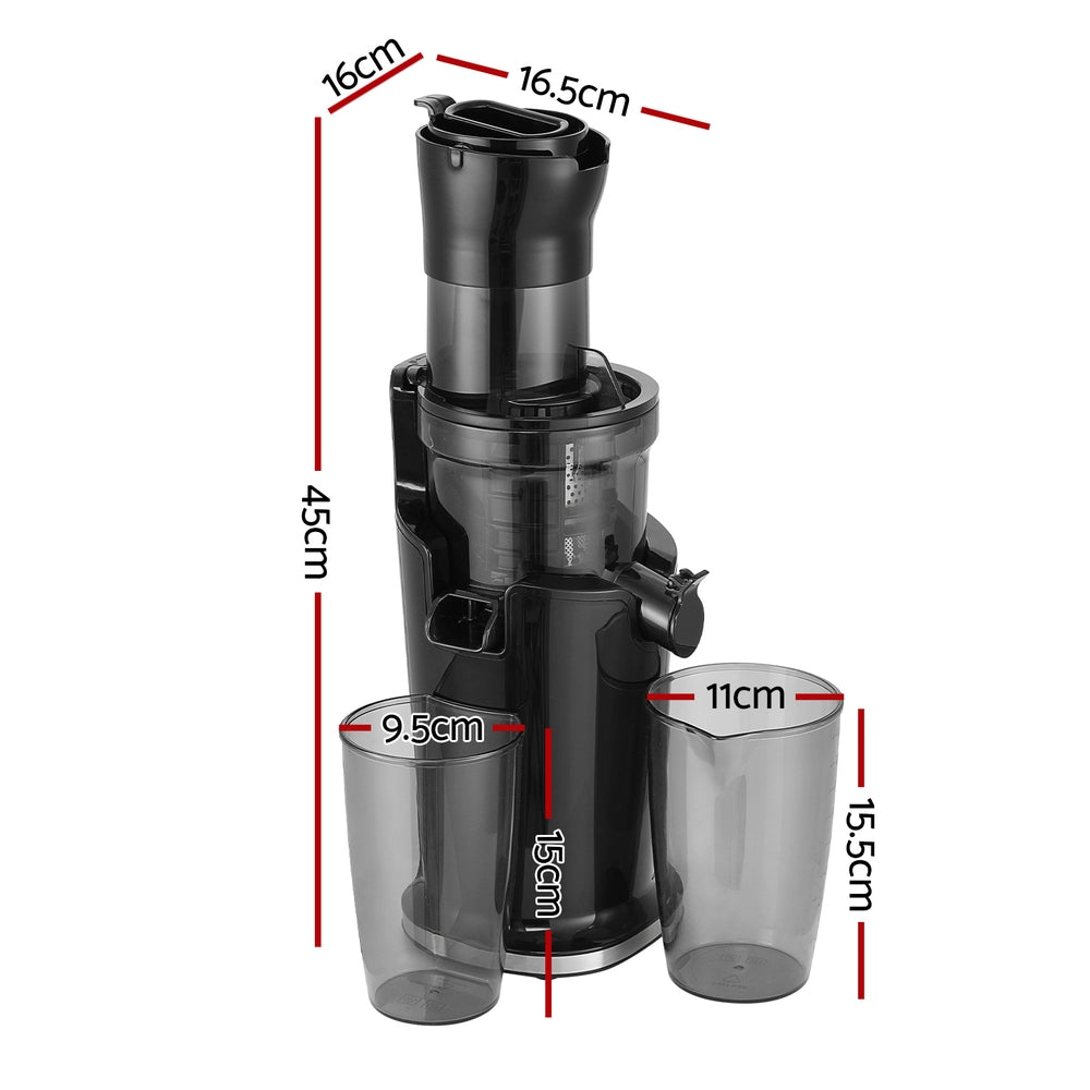 Devanti Slow Juicer Cold Press Fruit Juice Extractor 200W Black - SuperSaverAU - view 2