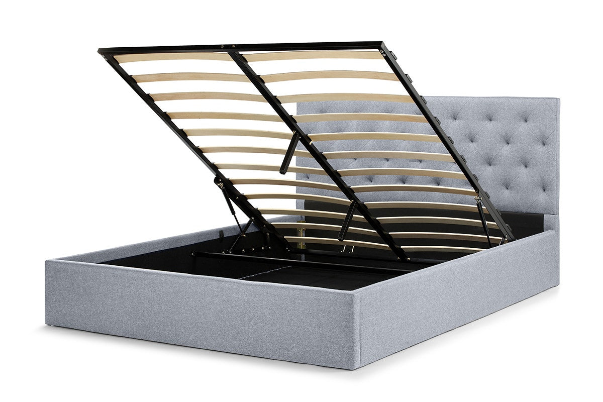 Shangri-La Newport Gas Lift Bed Frame (Pewter Grey, Queen)