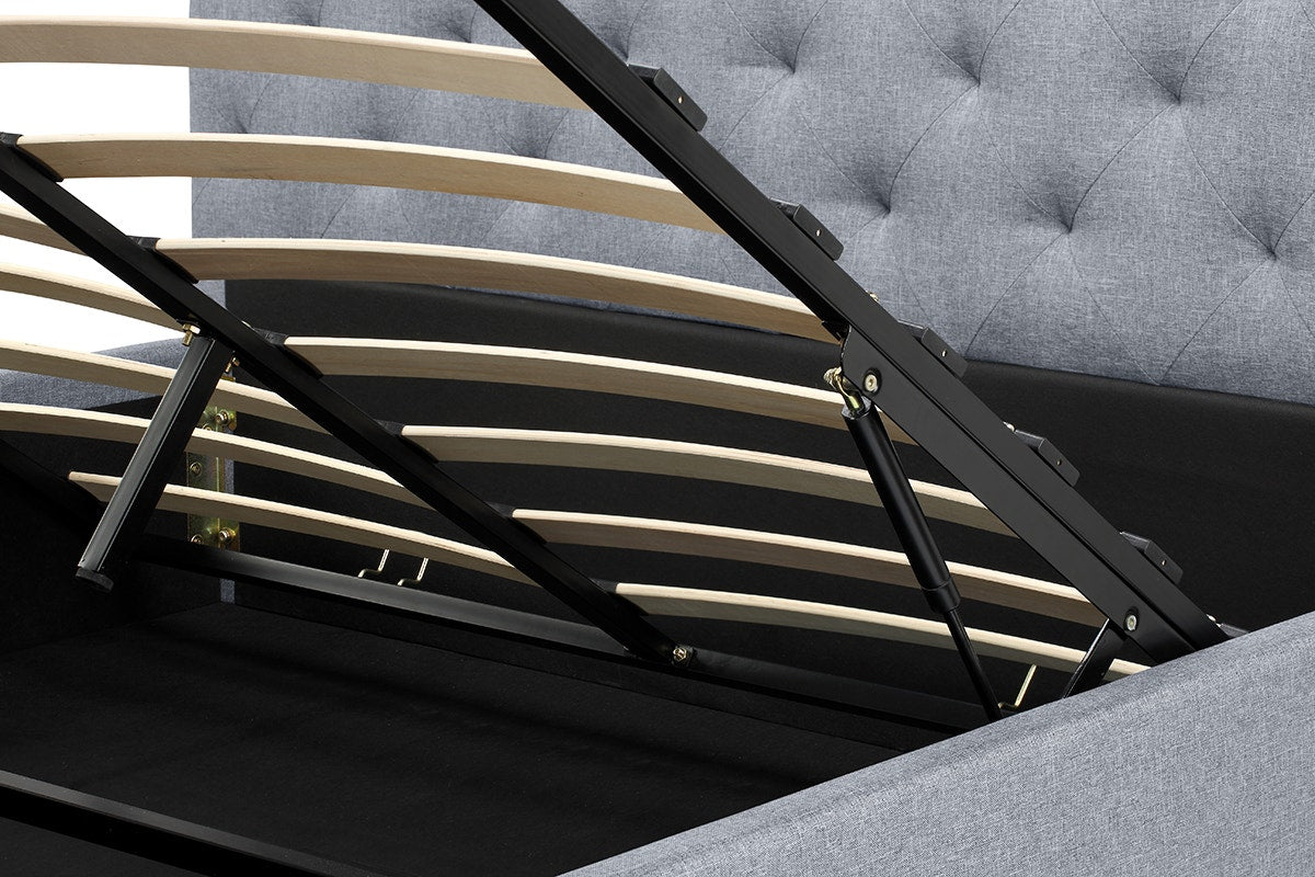 Shangri-La Newport Gas Lift Bed Frame (Pewter Grey, Queen)