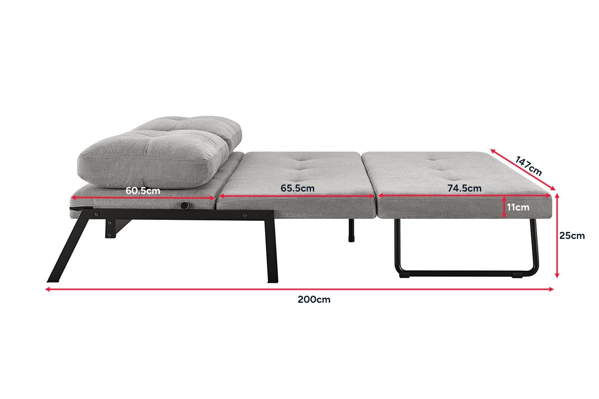 Shangri-La Brad Upholstered Double Sofa Bed (Grey)