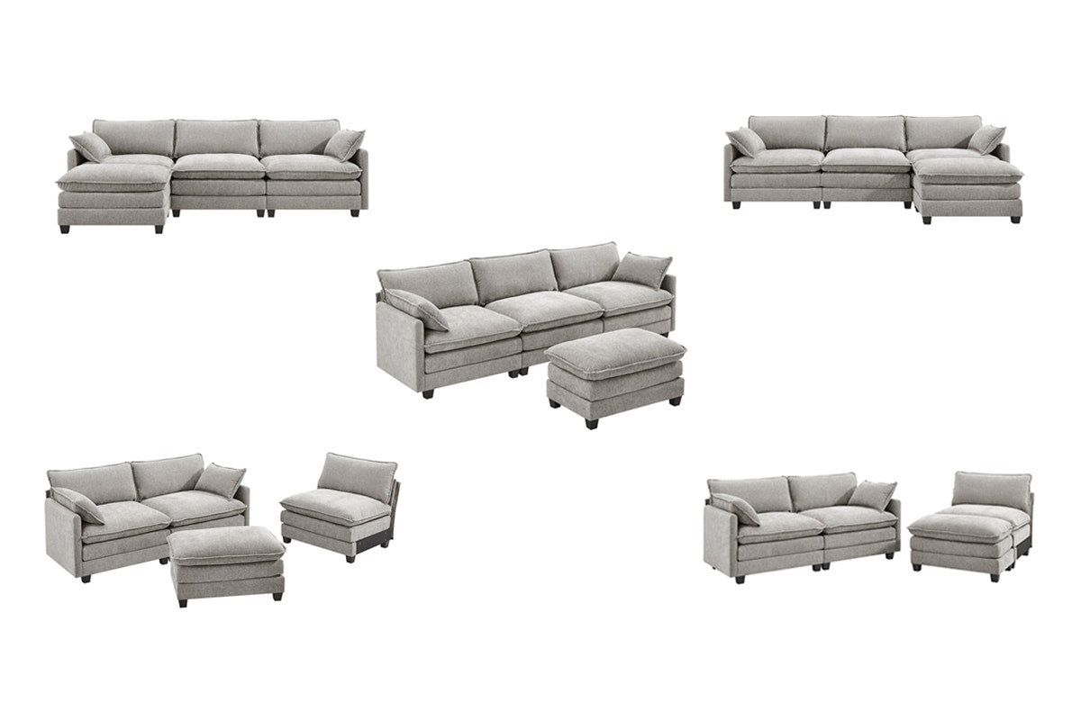 Shangri-La Balos 4 Seater Sofa with Ottoman (Grey)