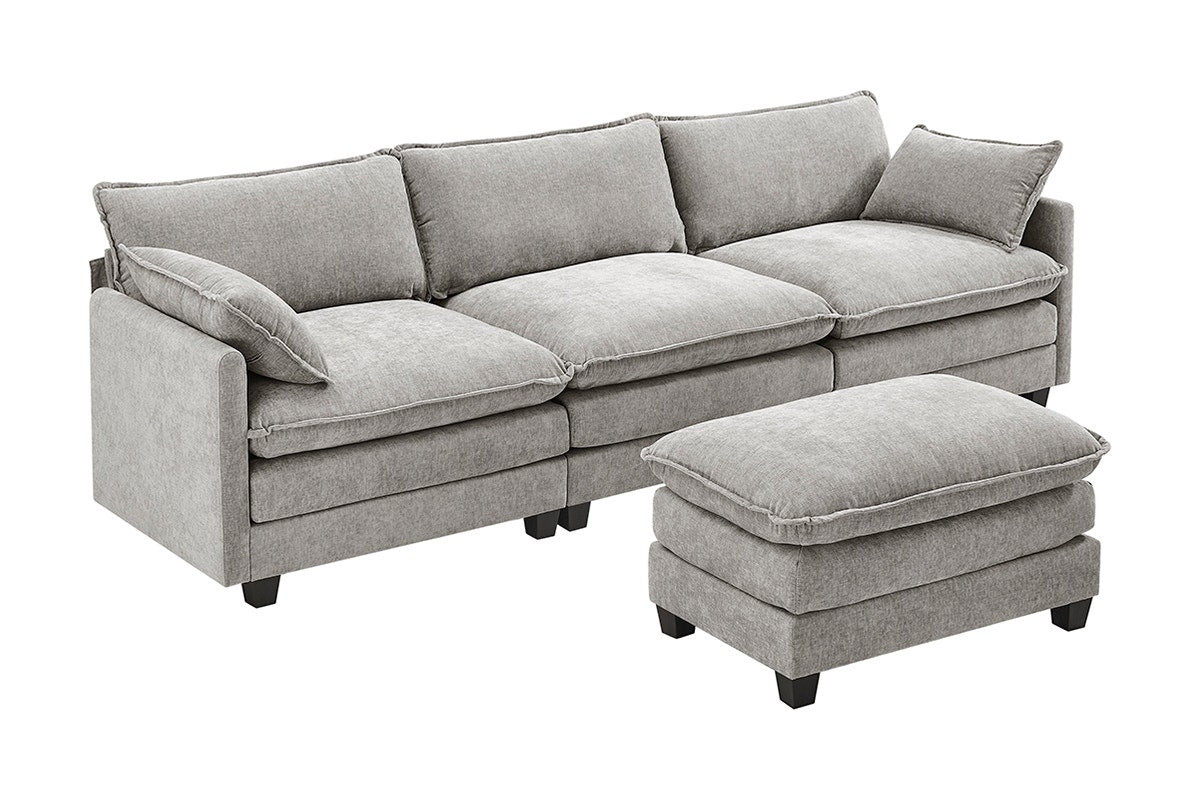 Shangri-La Balos 4 Seater Sofa with Ottoman (Grey)