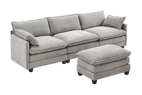 Shangri-La Balos 4 Seater Sofa with Ottoman (Grey)