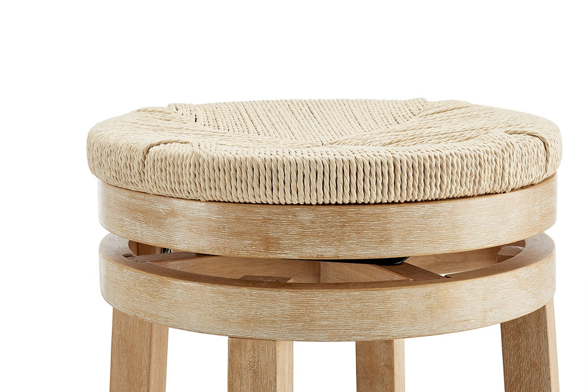 Set of 2 Shangri-La Chesil Solid-Wood Woven Swivel Bar Stools