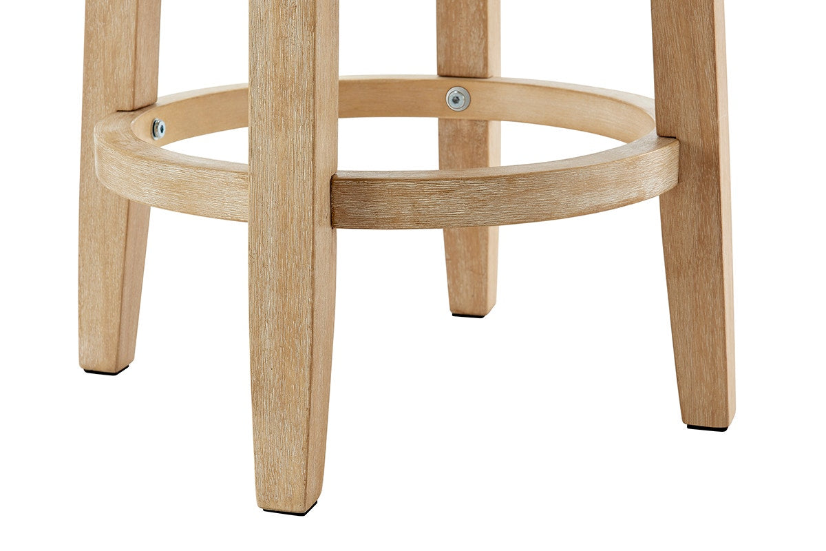 Set of 2 Shangri-La Chesil Solid-Wood Woven Swivel Bar Stools