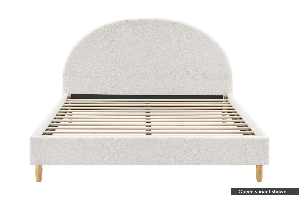 Shangri-La Carmel Boucle Bed Frame (White, Double)