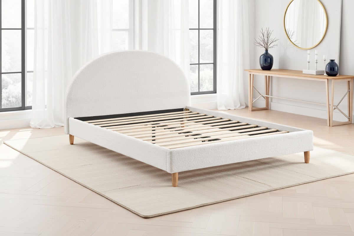 Shangri-La Carmel Boucle Bed Frame (White, King)