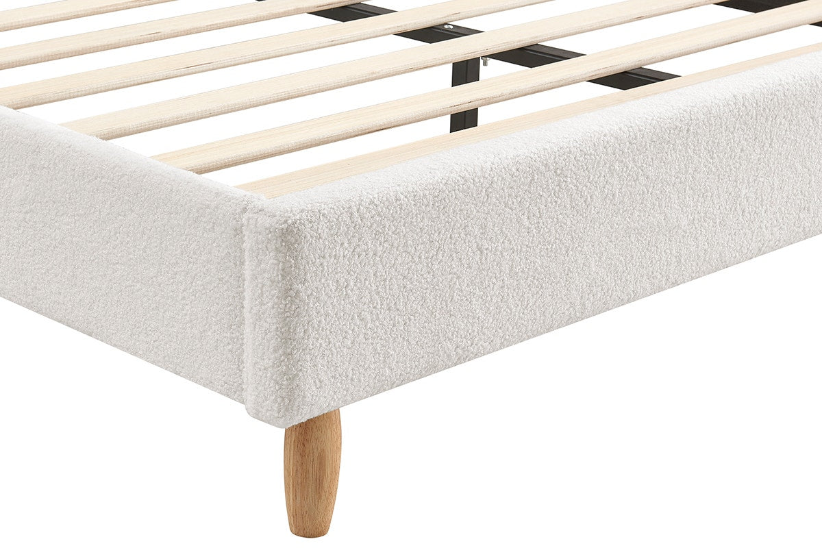 Shangri-La Carmel Boucle Bed Frame (White, Queen)