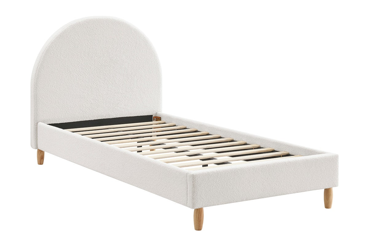 Shangri-La Carmel Boucle Bed Frame (White, Single)
