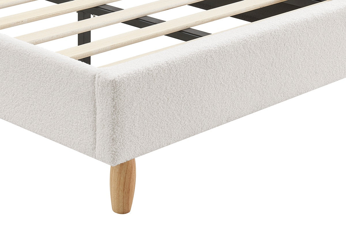 Shangri-La Carmel Boucle Bed Frame (White, Single)