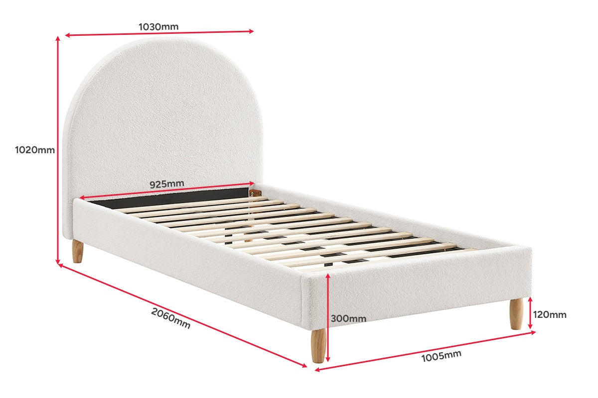 Shangri-La Carmel Boucle Bed Frame (White, Single)