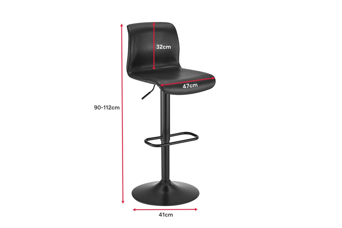 Set of 2 Shangri-La Jackson Height Adjustable Bar Stools (Black/Black PU)
