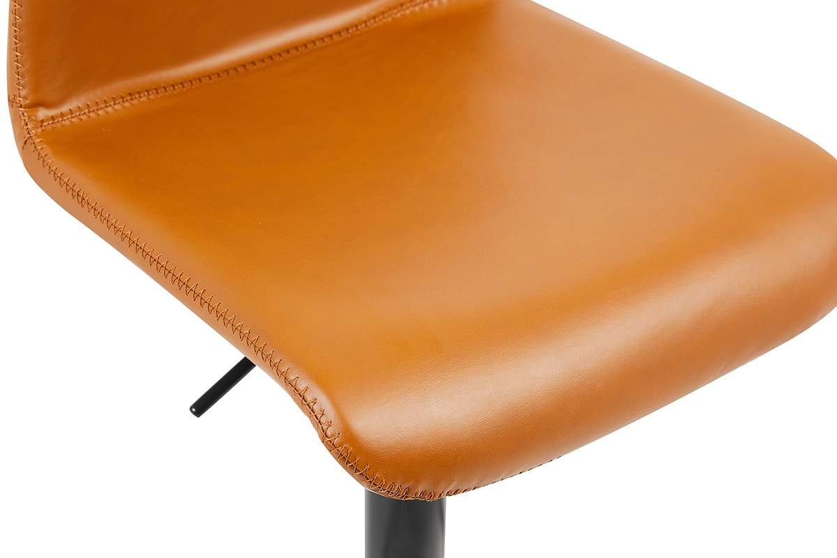 Set of 2 Shangri-La Jackson Height Adjustable Bar Stools (Black/Tan PU)