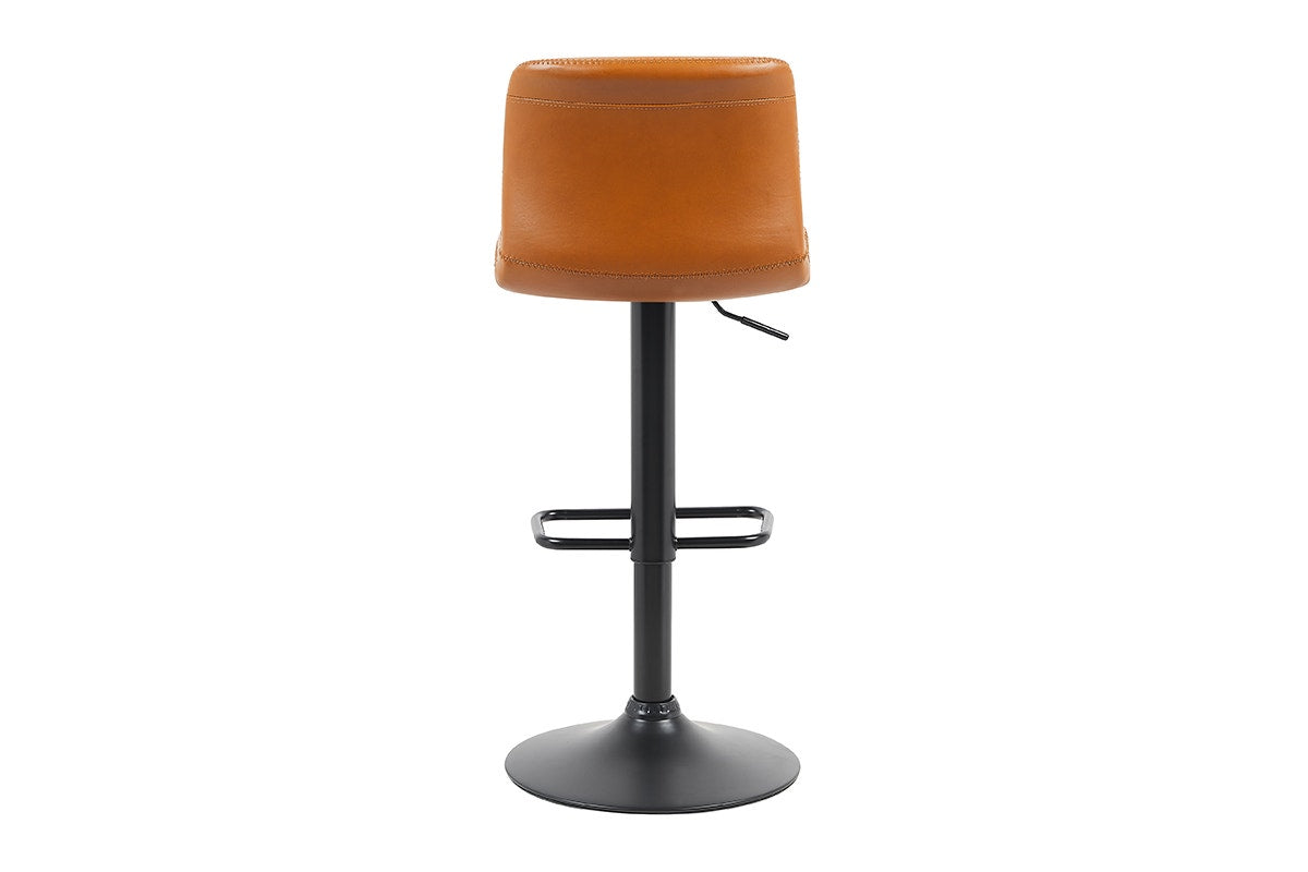 Set of 2 Shangri-La Jackson Height Adjustable Bar Stools (Black/Tan PU)