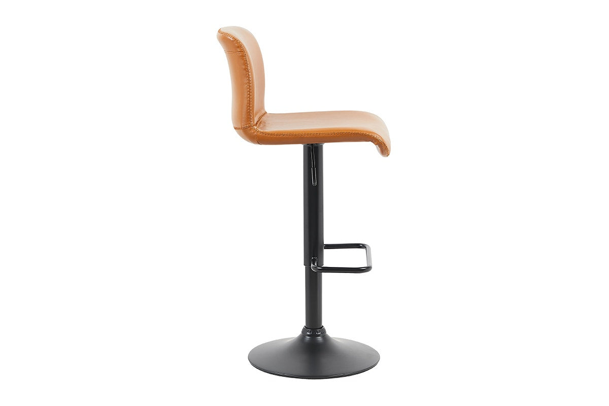 Set of 2 Shangri-La Jackson Height Adjustable Bar Stools (Black/Tan PU)