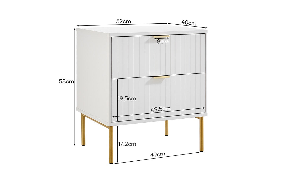 Shangri-La Lilah 2-Drawer Ribbed Bedside Table
