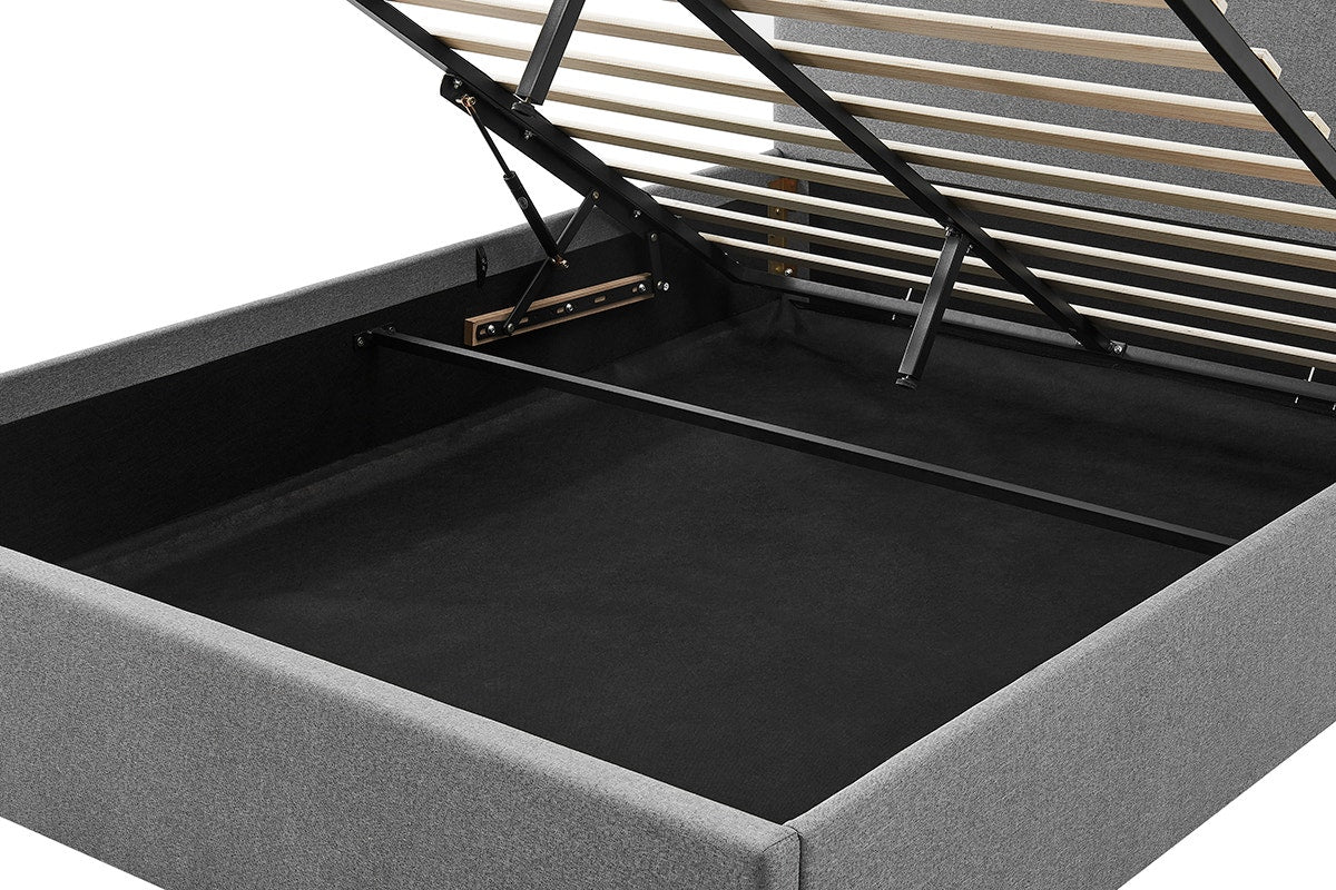 Shangri-La Lyon Gas Lift Storage Bed Frame (Grey, Double)