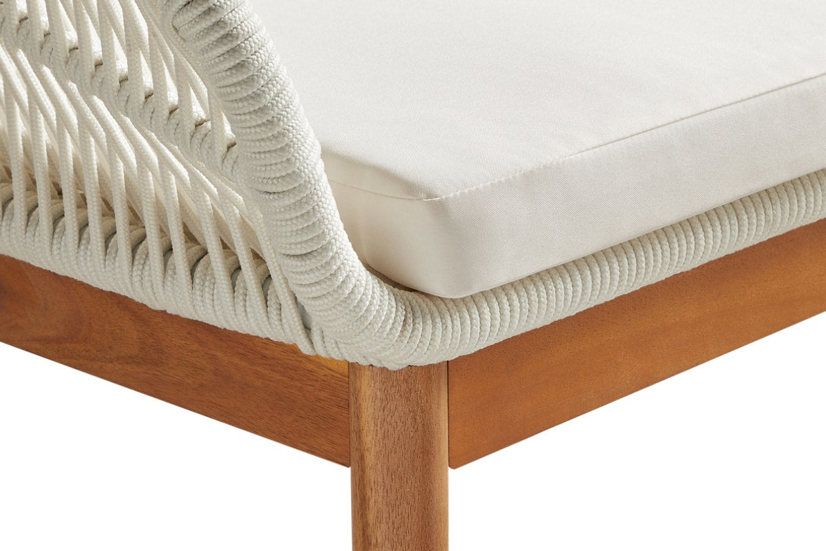 Set of 2 Shangri-La Lorne Rope Cushion Acacia Wood Outdoor Bar Stools (Cream)